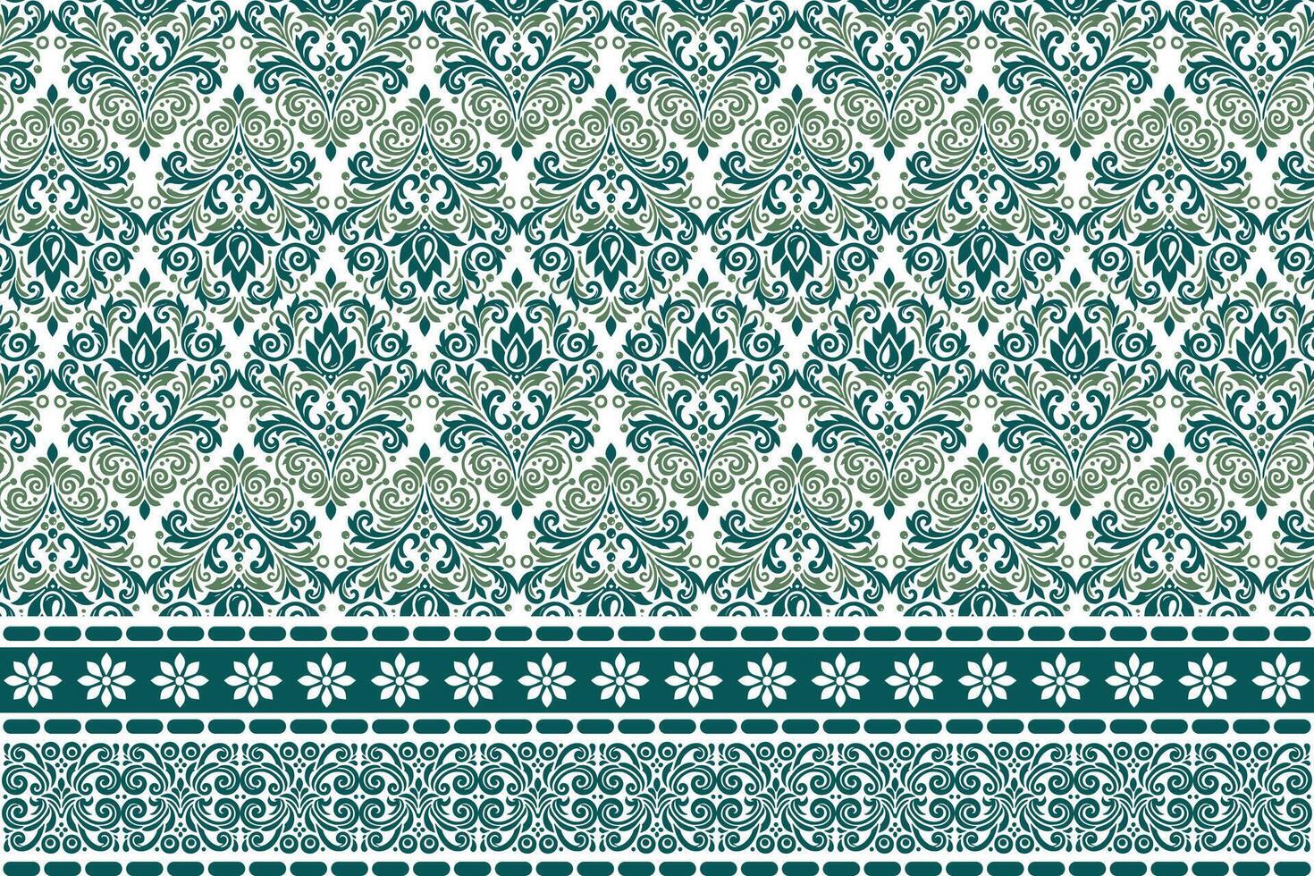 abstract seamless floral pattern with border design, vintage botanical motifs, and ethnic geometric accents for fabric, textiles, wallpaper, and fashion pieces vector