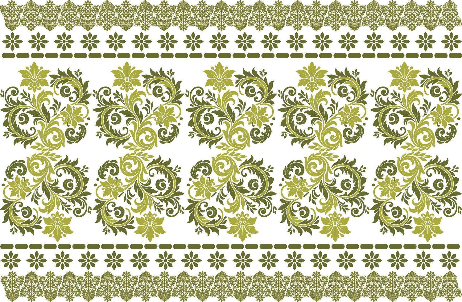 abstract seamless floral pattern with border design vintage botanical motifs and geometric ethnic elements for fabric textiles wallpaper fashion and cushions vector