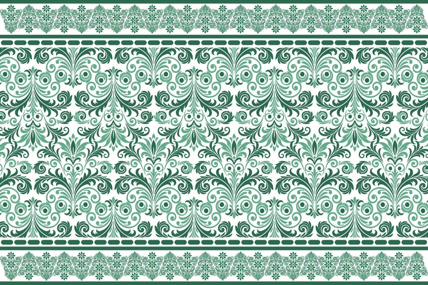 abstract seamless floral pattern with border design and vintage botanical motifs along with ethnic geometric details for fabric, textiles, wallpaper, and fashion vector