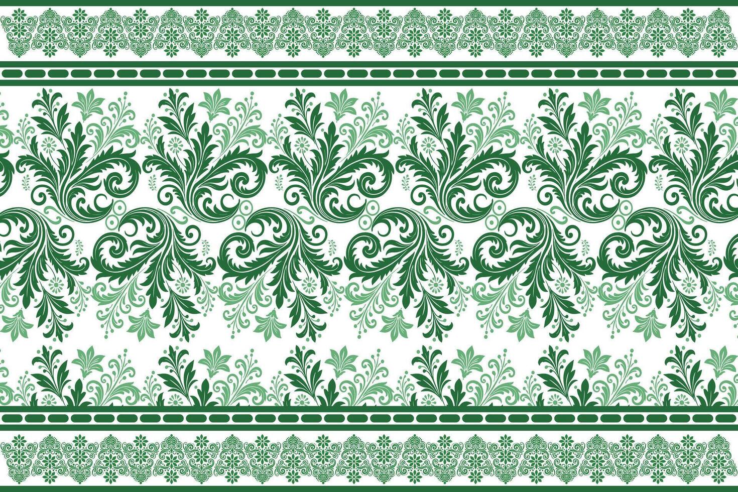 abstract seamless floral pattern with border design, combining vintage botanical motifs and ethnic geometric elements for fabric, textiles, wallpaper, and fashion wear vector