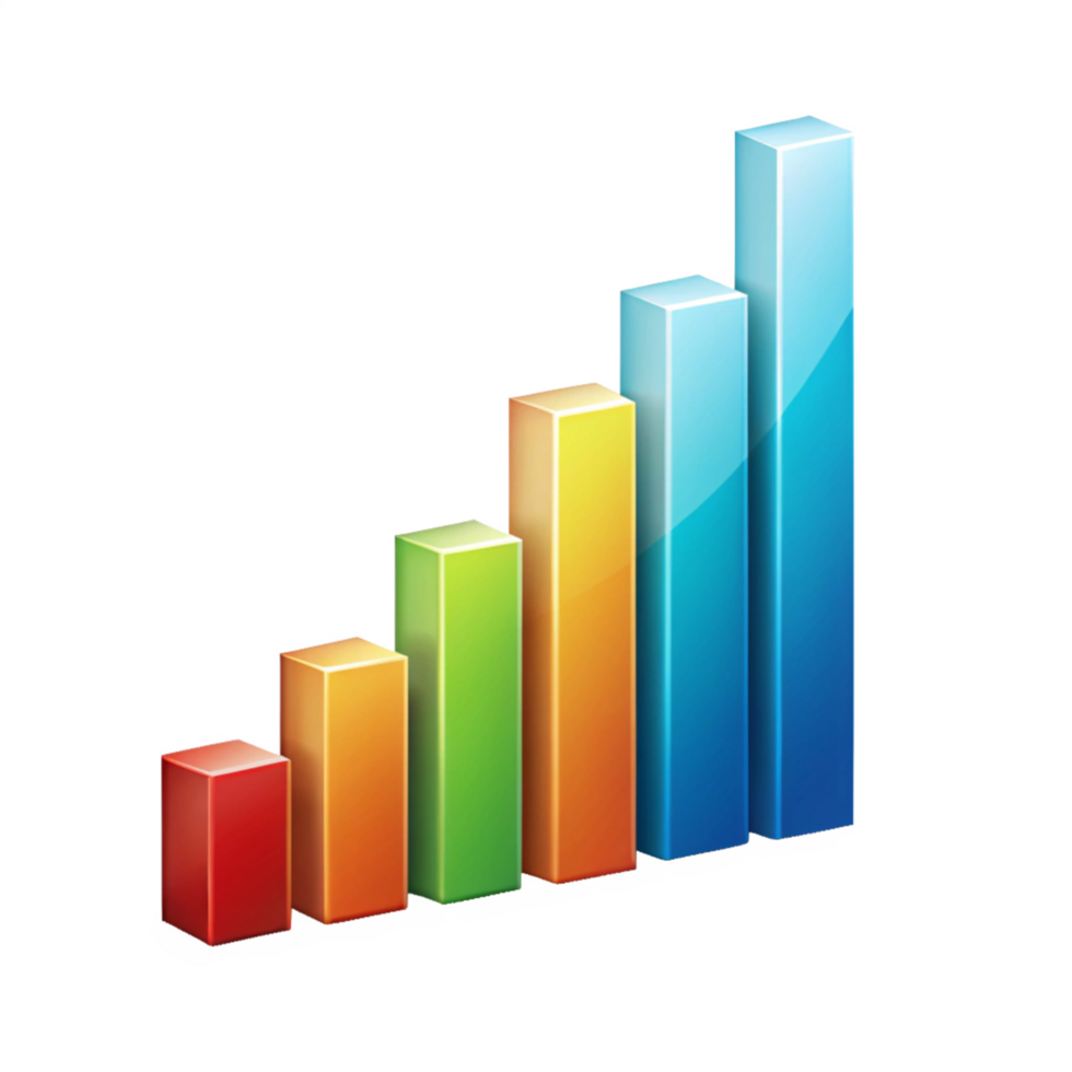 colorful 3d chart bar isolated on transparent background png