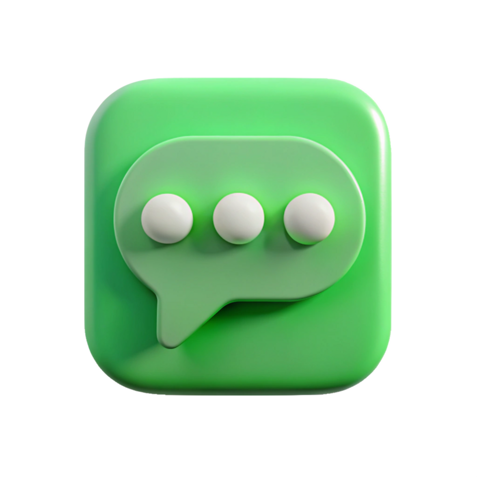Green Chat bubble 3d icon isolated on transparent background png