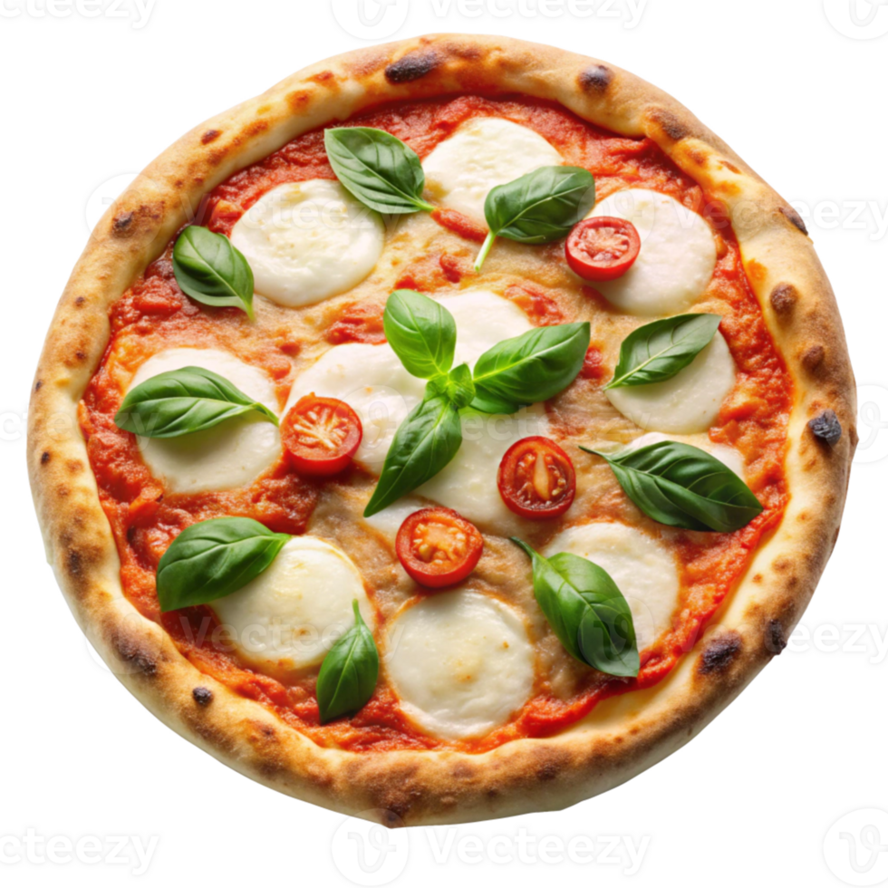 Margherita Pizza isolated on transparent background png