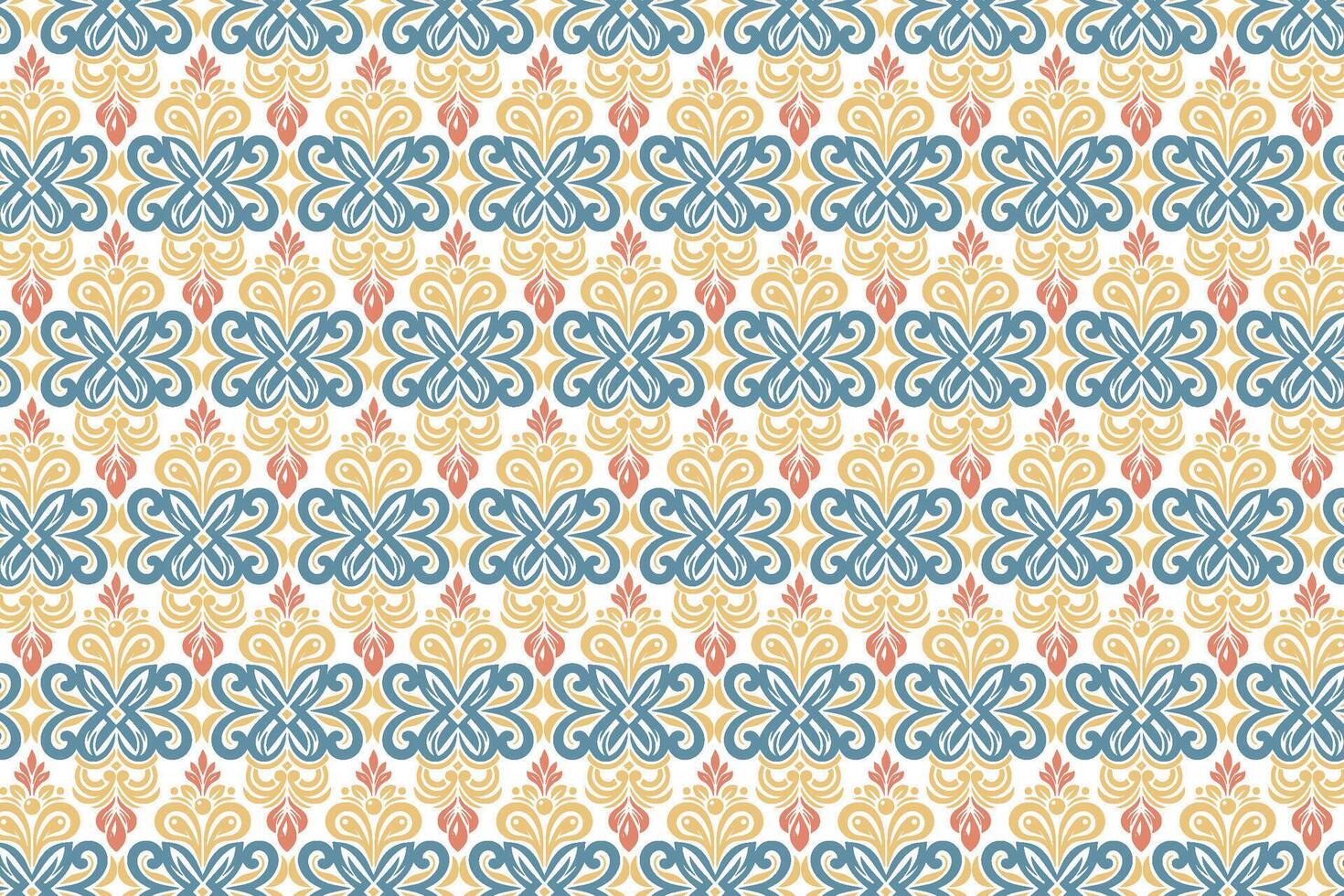 seamless vintage floral design with abstract botanical motifs and ethnic ikat textures for textile, fabric, wallpaper, and fashion applications vector
