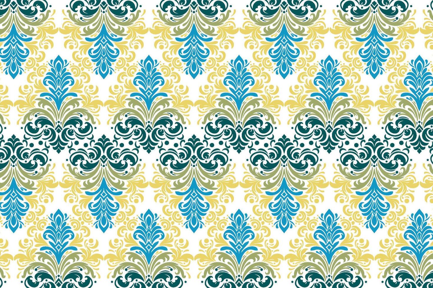 vintage seamless floral design with abstract botanical motifs and ethnic ikat patterns for textile, fabric, wallpaper, and fashion design vector