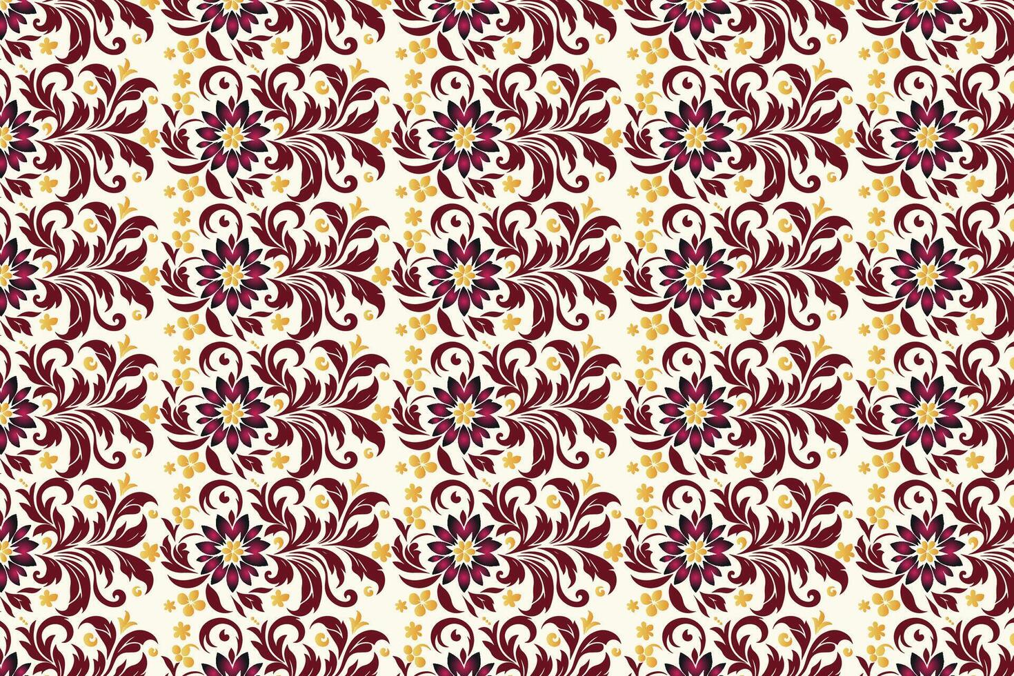 ethnic floral seamless pattern with vintage botanical ikat motifs for fabric wallpaper and fashion textile all over repeat flower blossom traditional design vector