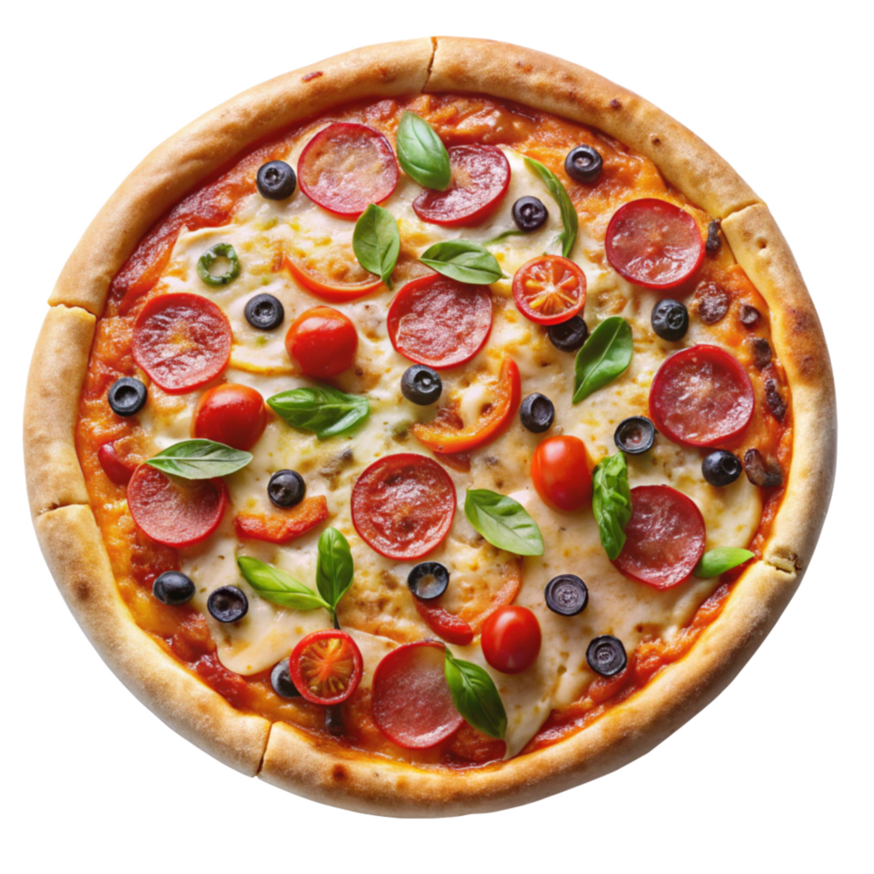 Pizza Top View isolated on transparent background png