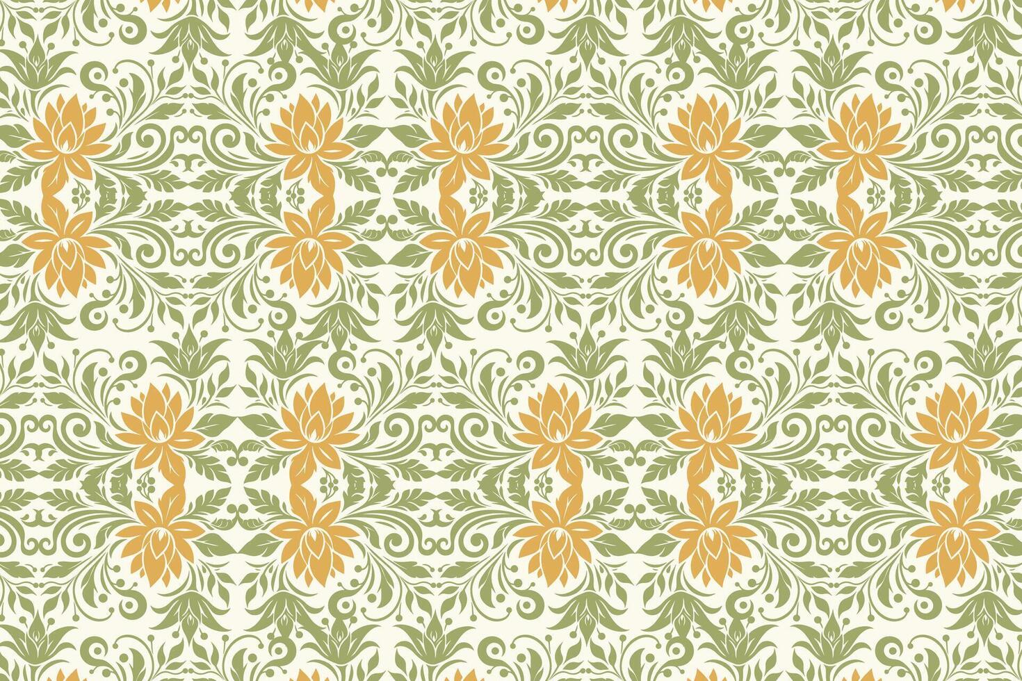 abstract vintage floral seamless design with botanical ikat motifs for fabric and wallpaper all over flower blossom textured pattern with modern traditional influences vector