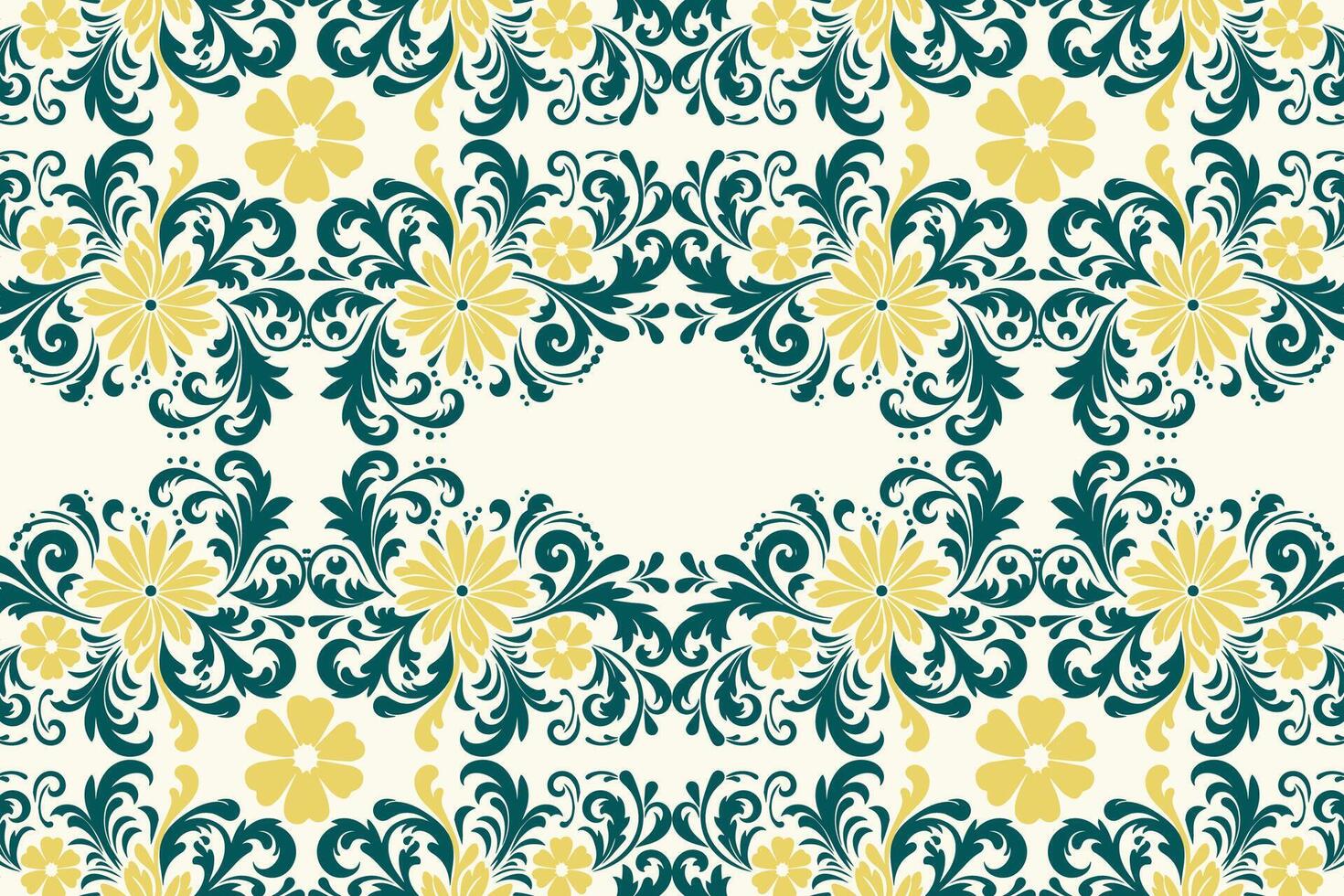 abstract vintage floral seamless pattern with ikat and botanical motifs for fabric wallpaper and fashion textile all over flower blossom textured design vector