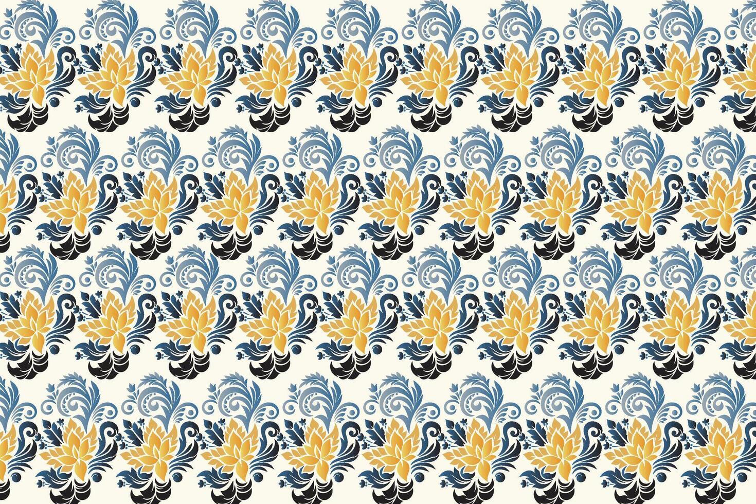 vintage floral seamless pattern with traditional botanical ikat motifs for fabric wallpaper and fashion textile all over repeat flower blossom design texture vector
