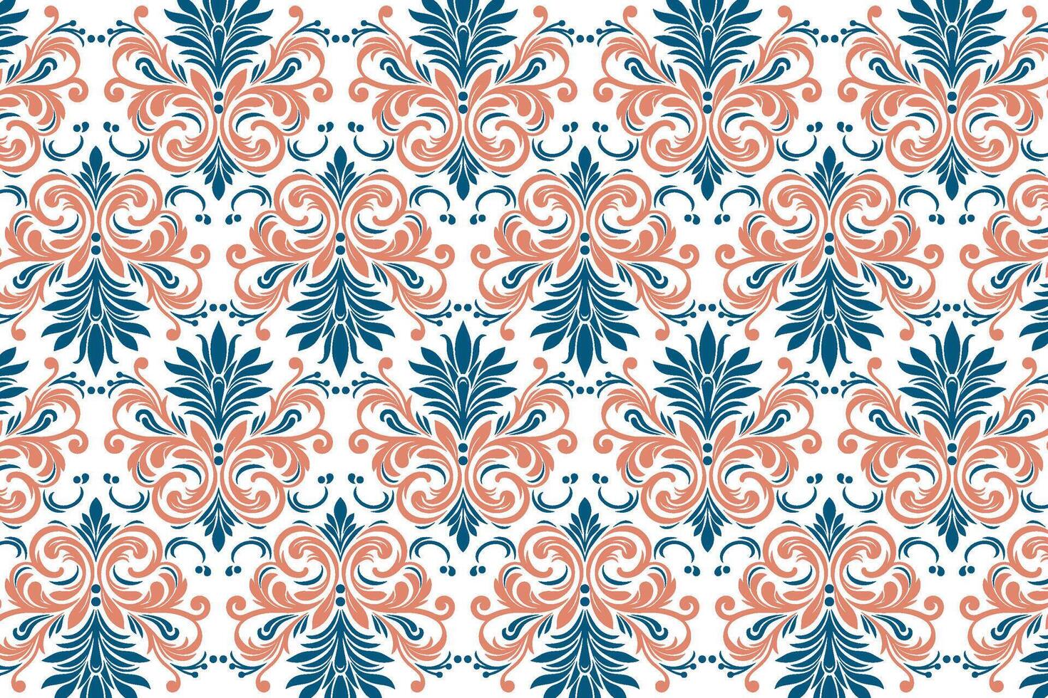 vintage seamless floral pattern with abstract botanical elements and ethnic ikat motifs for fabric, wallpaper, fashion textiles, and design vector
