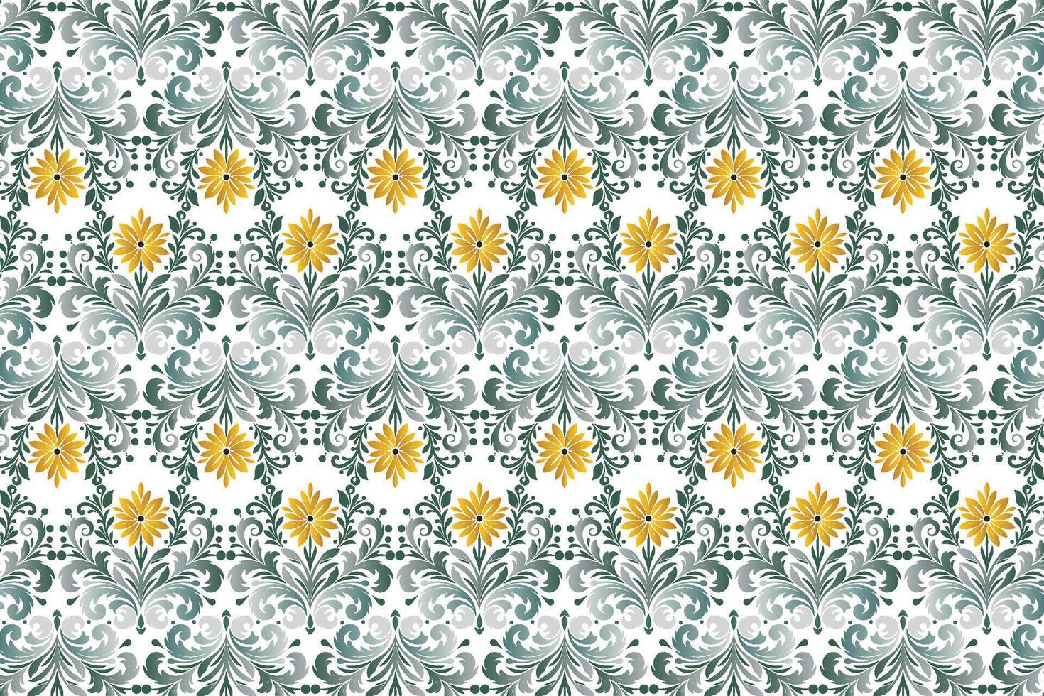 vintage seamless floral pattern with traditional botanical ikat motifs for fabric wallpaper and fashion textile all over flower blossom repeat design vector
