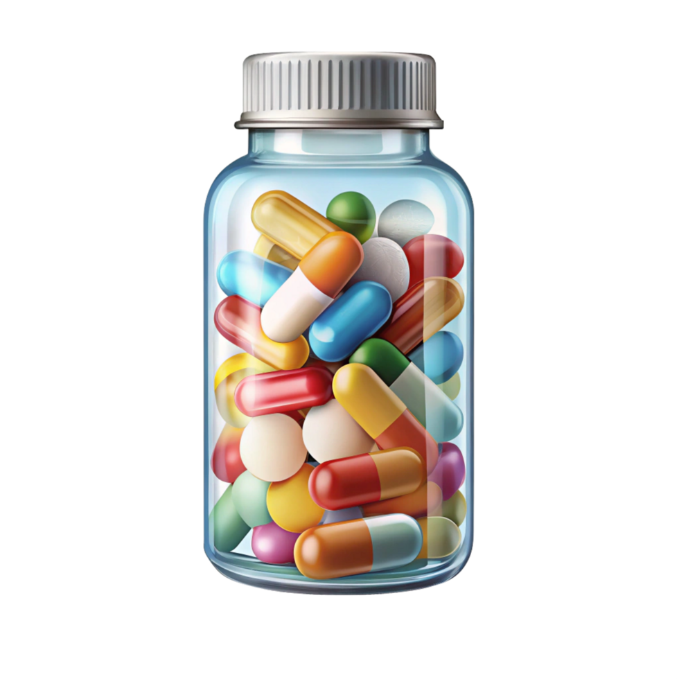 Medical Pills in a bottle isolated on transparent background png