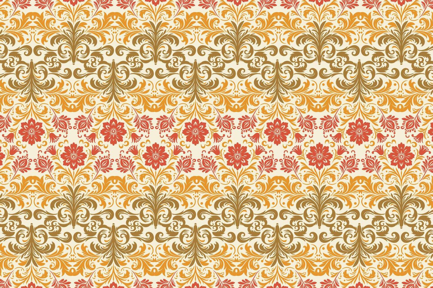 abstract botanical ikat floral seamless pattern with vintage design for fabric and wallpaper all over flower blossom traditional repeat texture vector