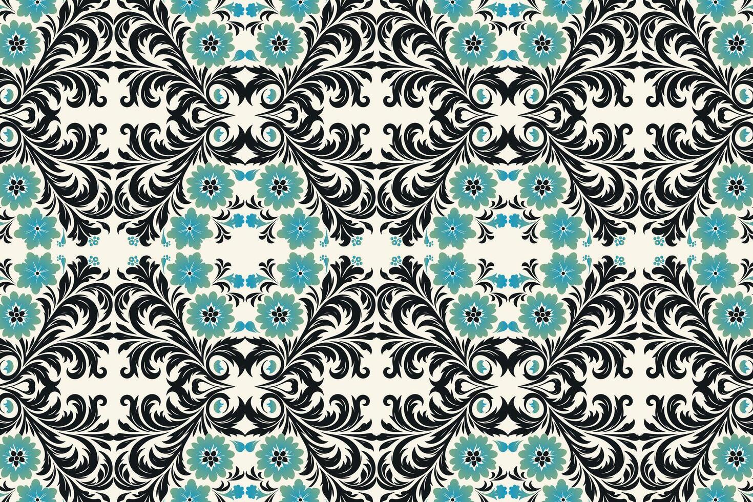 abstract floral seamless pattern with vintage botanical ikat motifs for fabric wallpaper and fashion textile all over flower blossom traditional design texture vector
