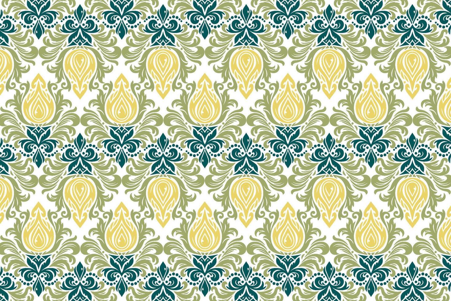 vintage seamless floral pattern with abstract botanical motifs and ethnic ikat design for textile, fabric, wallpaper, and fashion collections vector