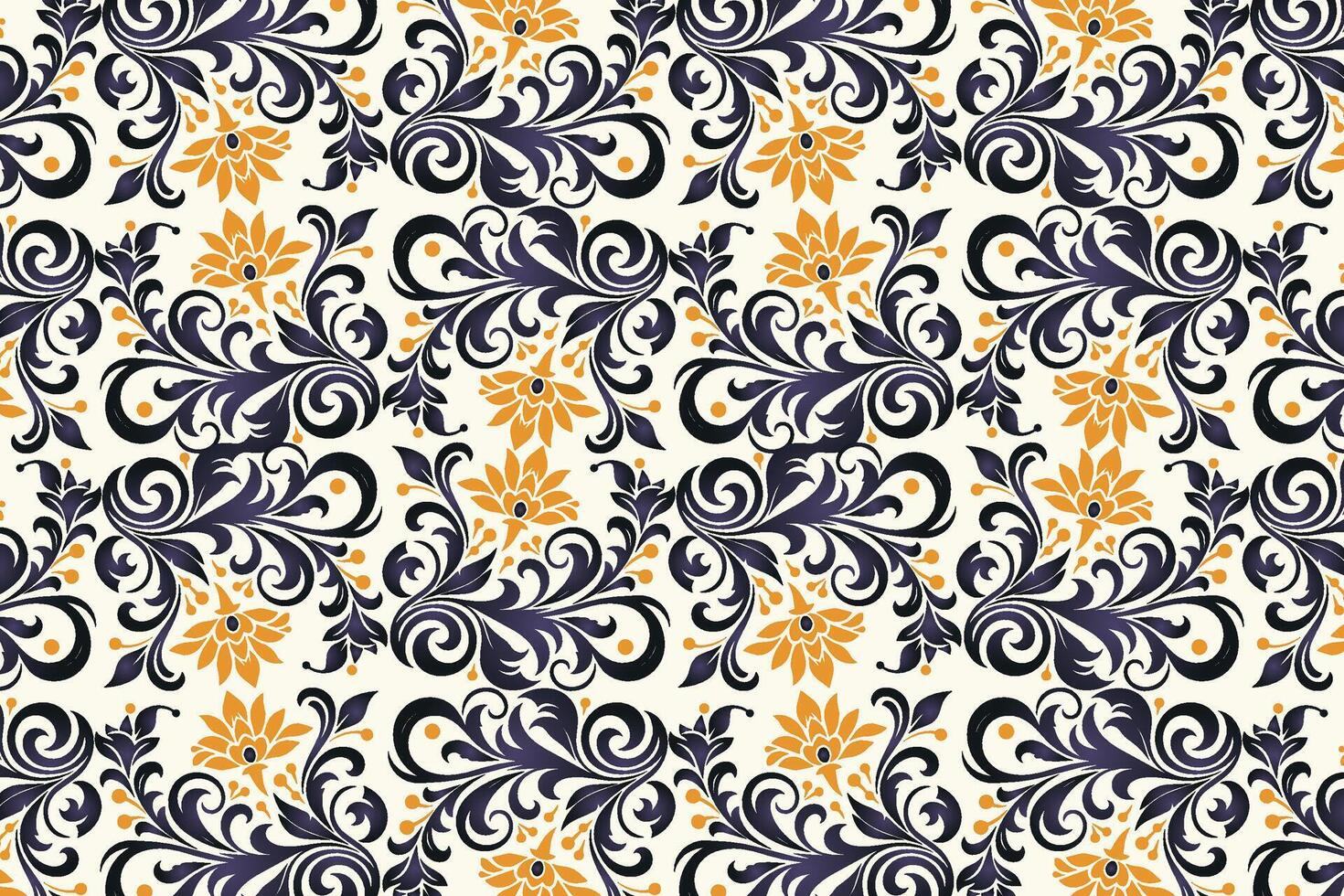 abstract botanical floral seamless pattern vintage design ikat textile ornament all over flower texture wallpaper fabric repeat style vector