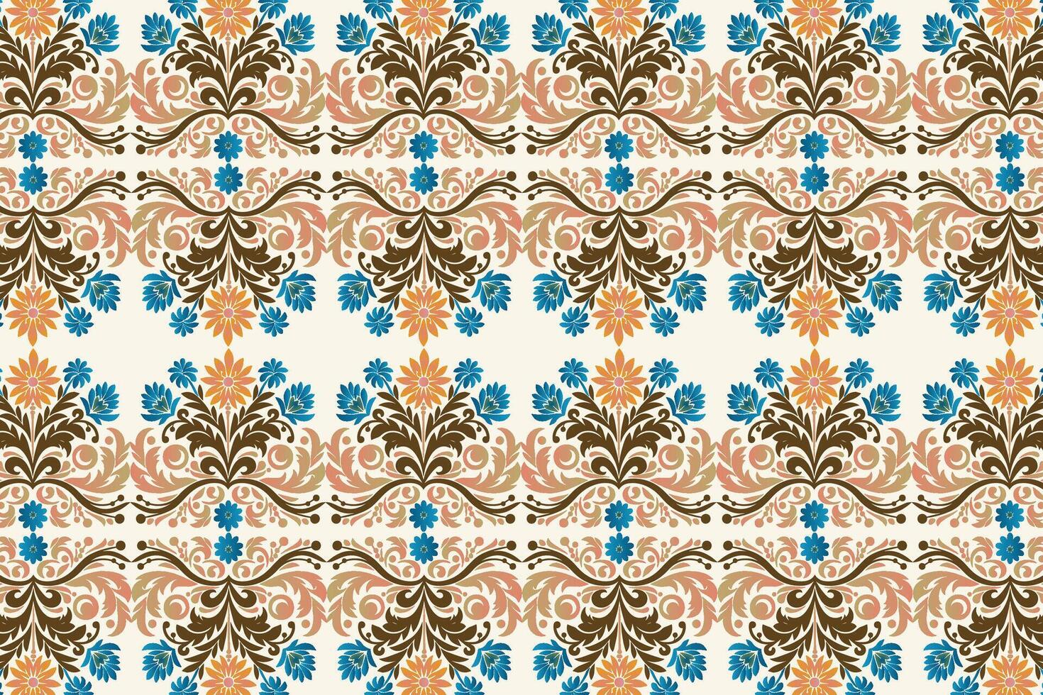 abstract floral seamless pattern with vintage ikat and botanical motifs for fabric and wallpaper all over flower blossom traditional textured design vector