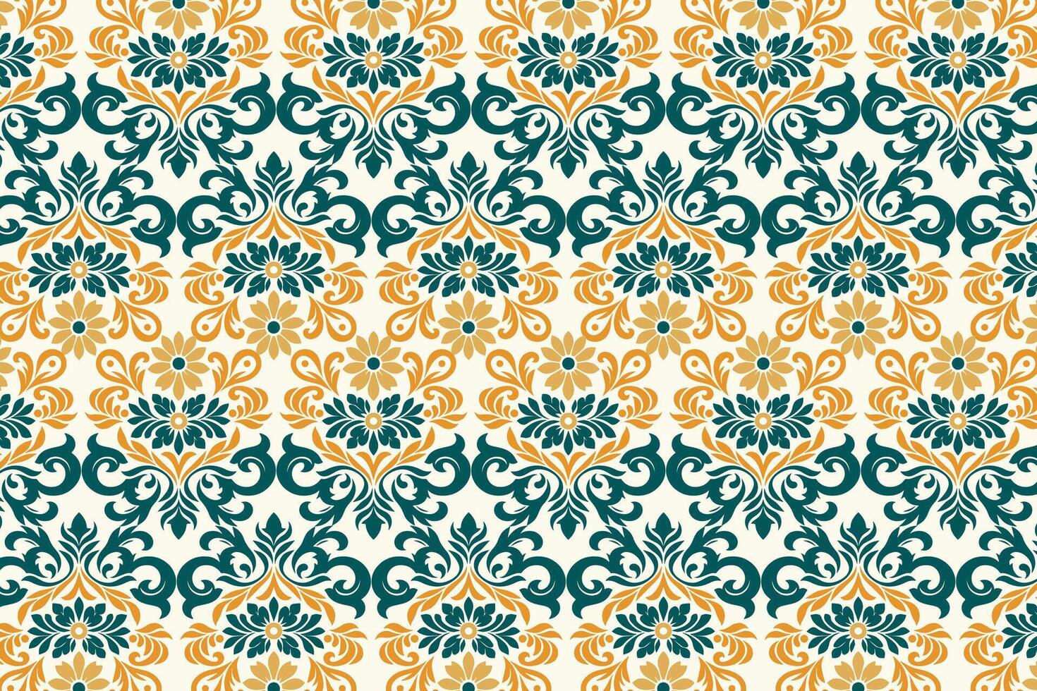 abstract vintage floral seamless pattern with botanical ikat motifs for fabric wallpaper and fashion textile all over flower blossom traditional design texture vector