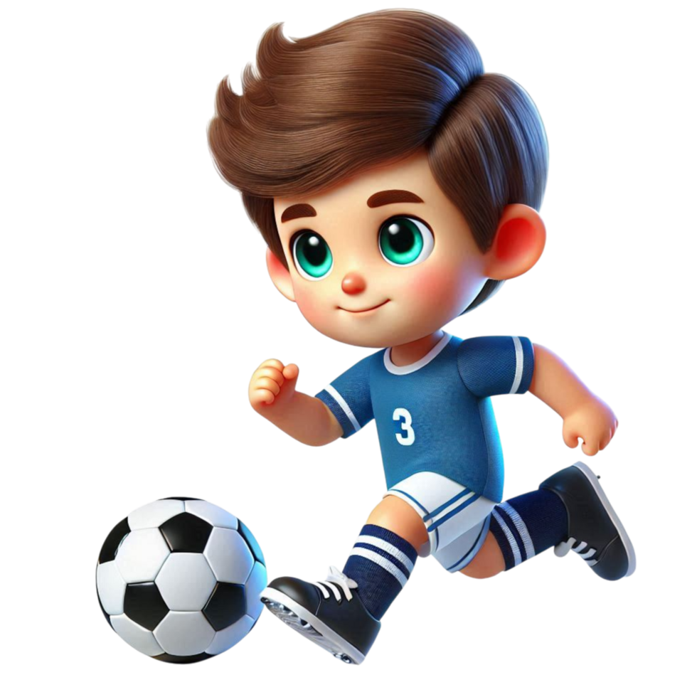 cartoon boy playing soccer png