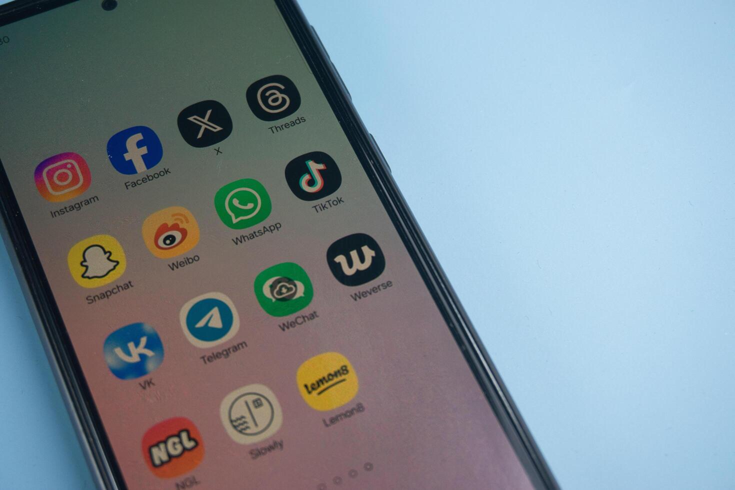 Smartphone Display Featuring Social Media and Messaging Application Icons photo
