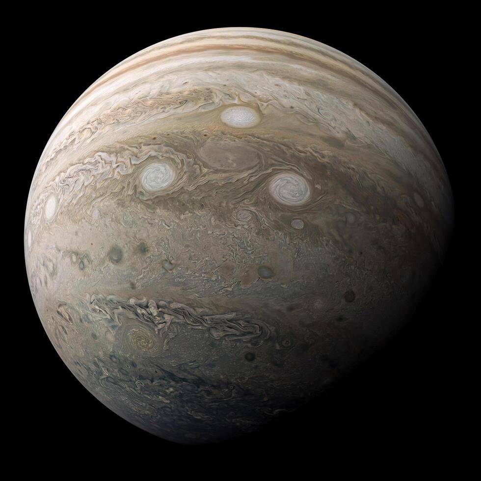 Detailed view of Jupiter's turbulent atmosphere. photo