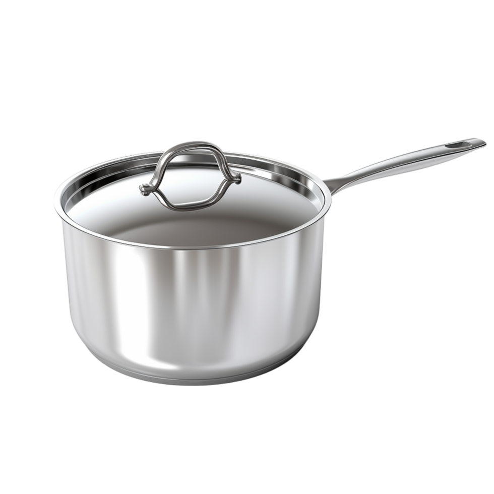 Stainless Steel Saucepan with Lid and Handle for Cooking png