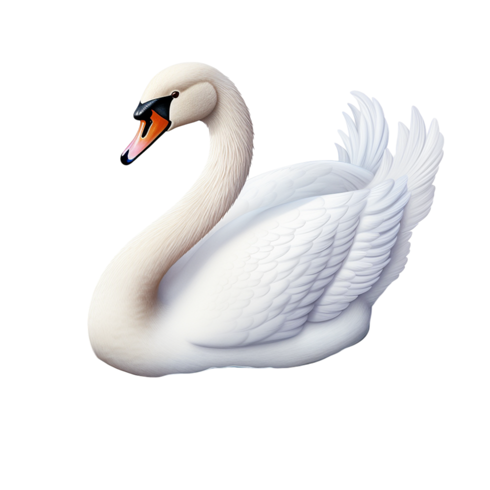 Beautiful White Swan with Sleek Feathers and Orange Beak png