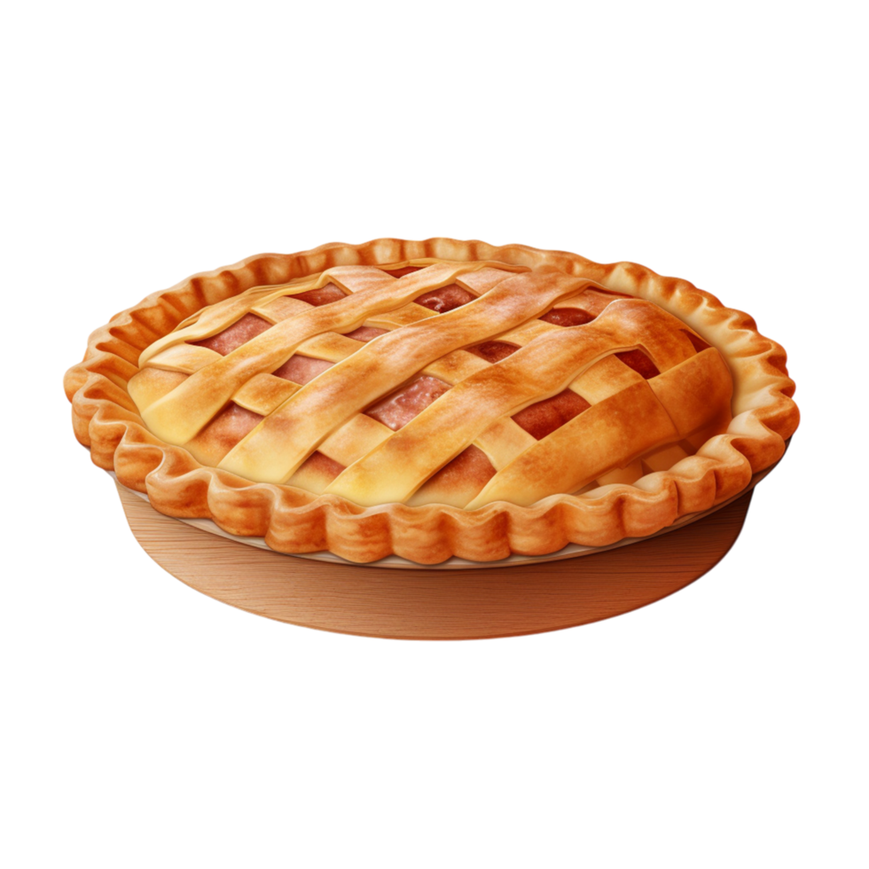 Homemade Lattice Apple Pie with Golden Brown Crust in Baking Dish png