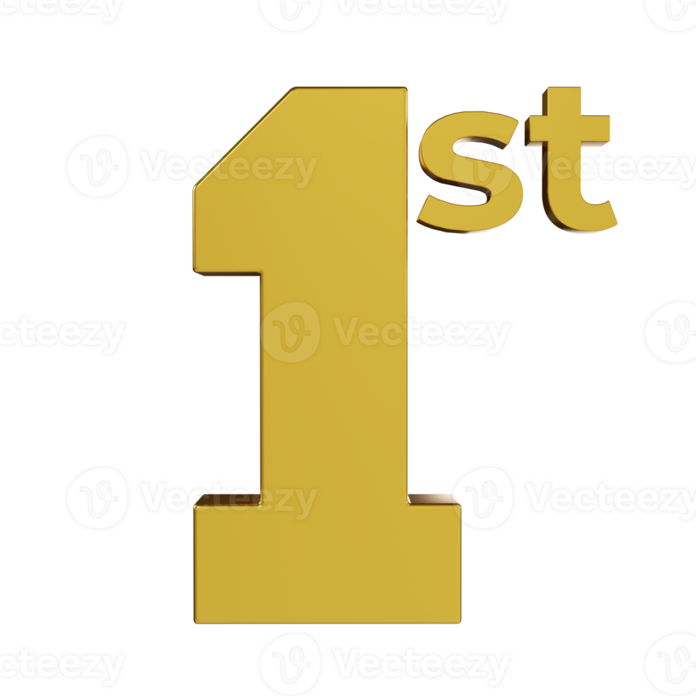 3d render of number one or 1. first place concept png