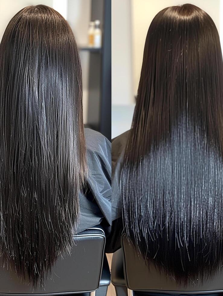 Before and after hair extensions photo
