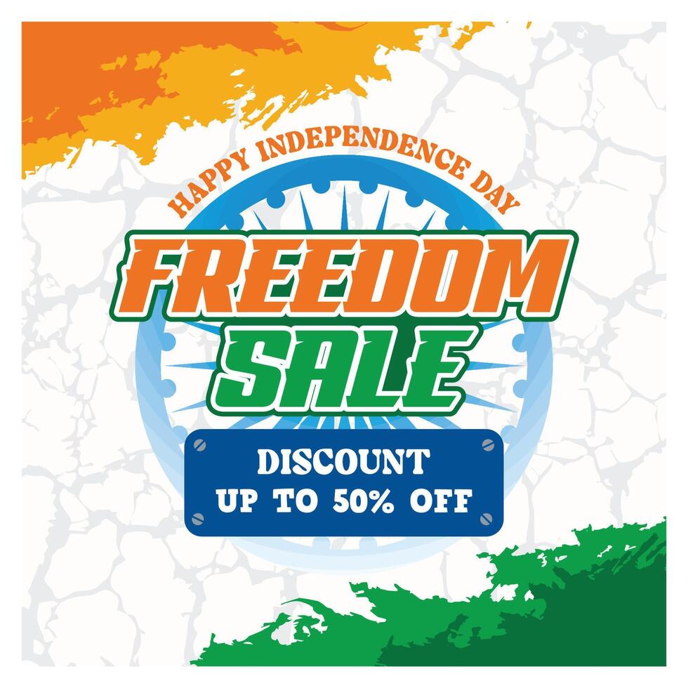 Indian Independence Day Freedom Sale event with discounts up to 50 percent. vector