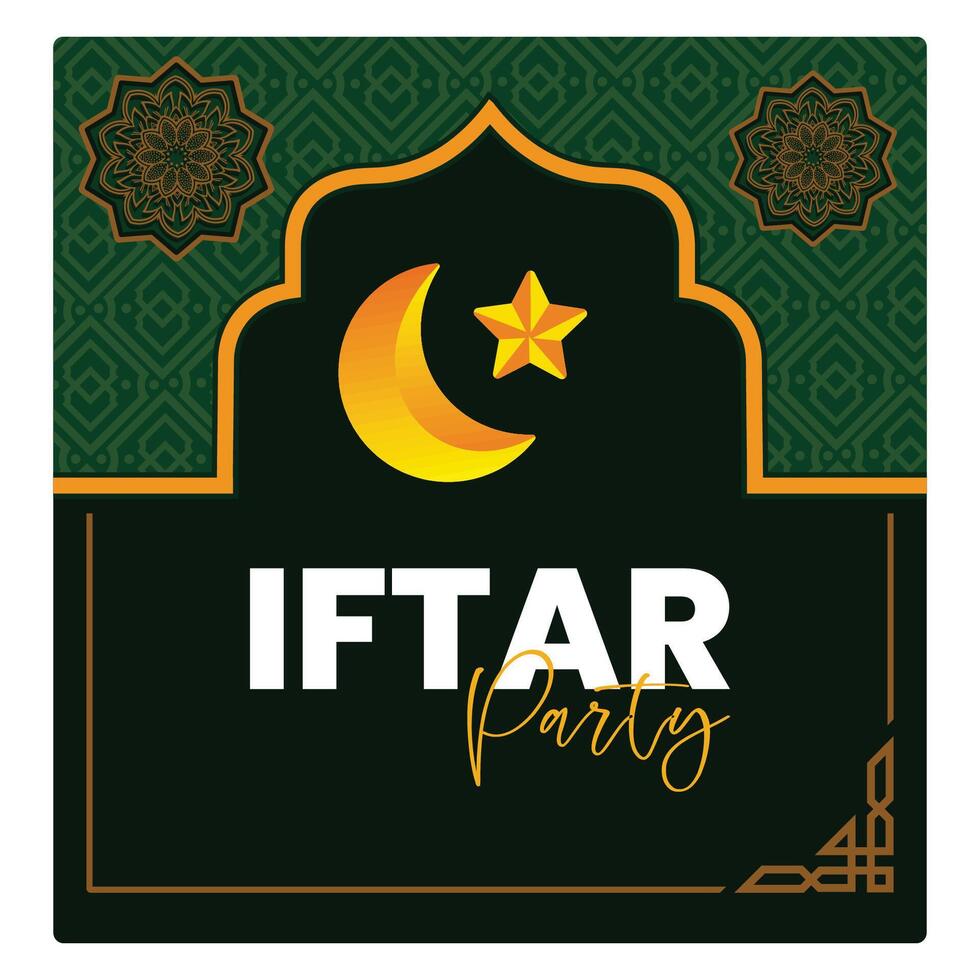 Elegant iftar party invitation with moon and stars design. vector