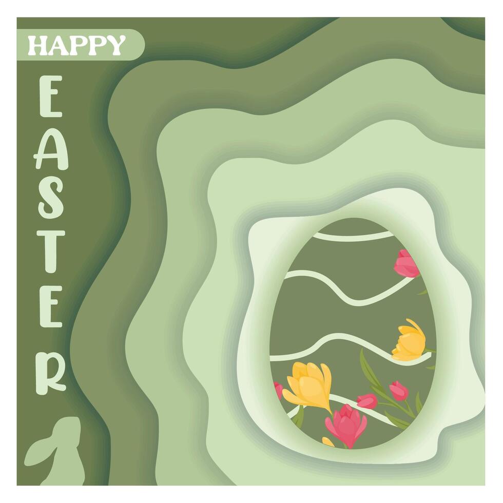Easter card design with Easter eggs decorated with spring flowers. vector