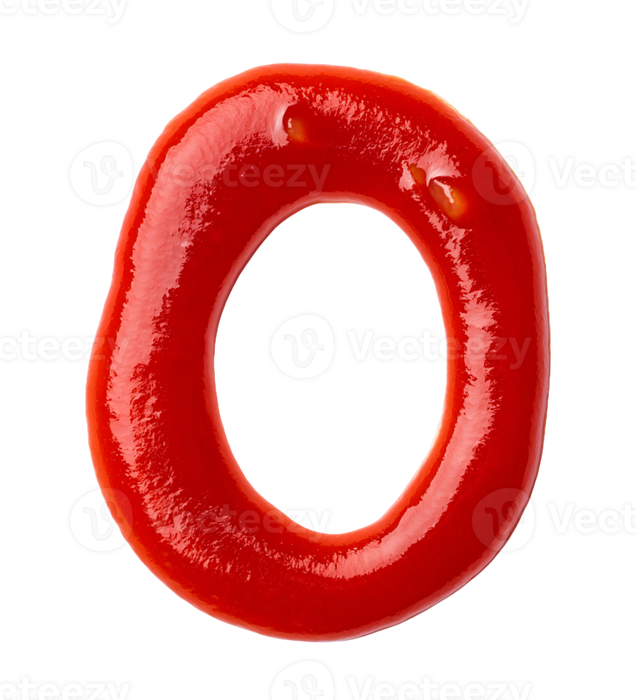 number zero shaped ketchup design on isolated background png