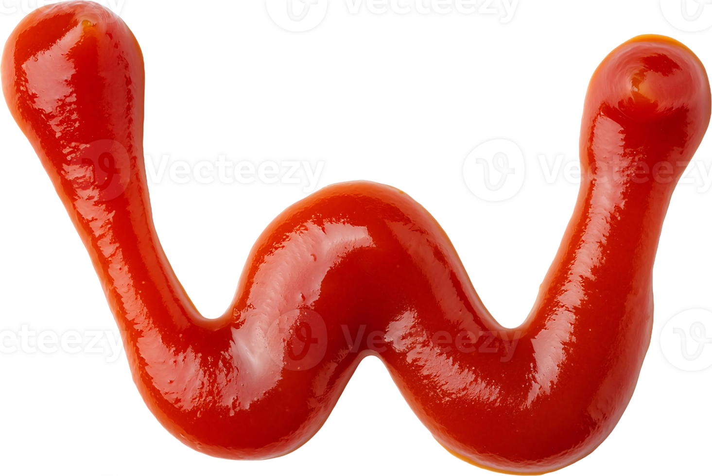 wavy ketchup shape resembling the letter w on isolated background for creative food design png