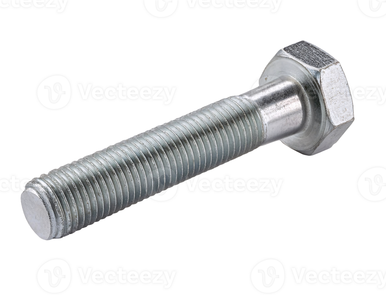 steel hexagonal head bolt with threaded body on isolated background for industrial and construction purposes png