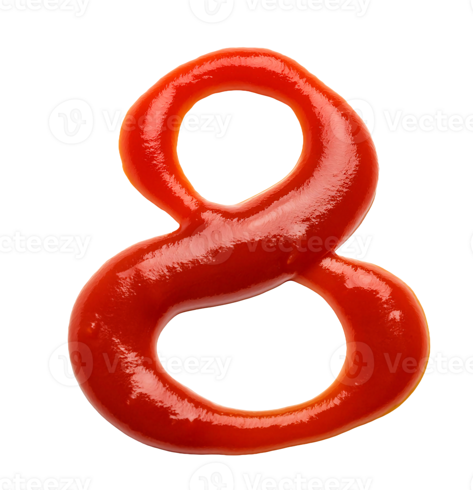 number 8 created with ketchup on isolated background png