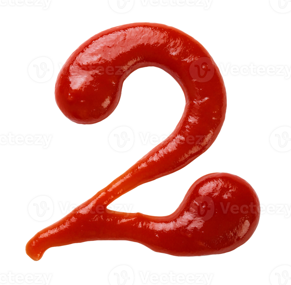 number two created with ketchup on isolated background png