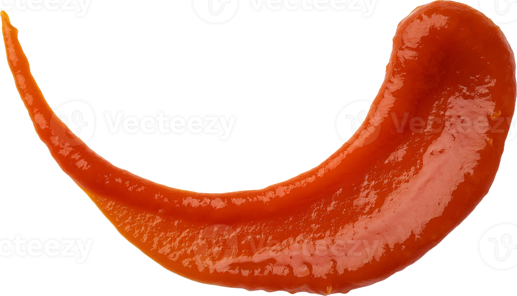 crescent-shaped ketchup smear with smooth texture on isolated background for food design and culinary creativity png