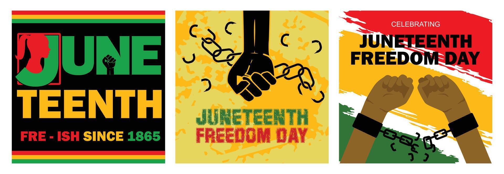 Juneteenth, celebrating black freedom from slavery. vector