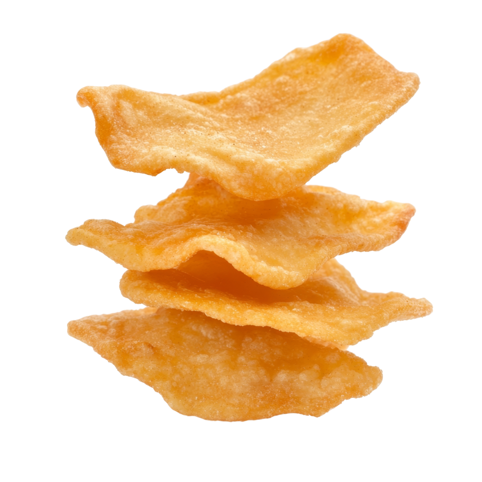 Crispy golden snack chips stacked in delicious arrangement, perfect for sharing or enjoying alone. Ideal for parties or casual snacking moments png