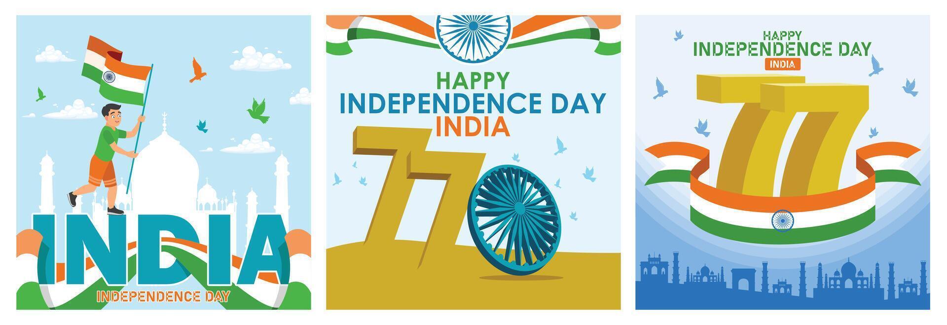 Indian flag with the Ashoka Chakra in the center to commemorate India's Independence Day. vector