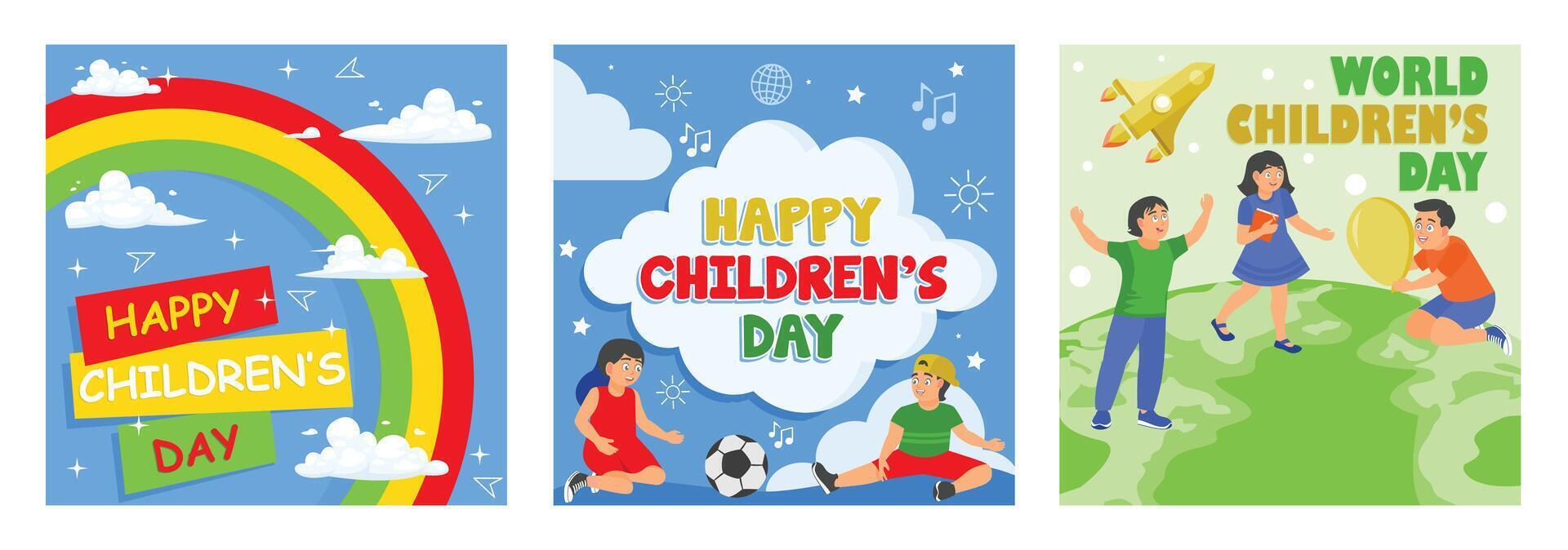 Happy International Children's Day full of color and imagination. vector