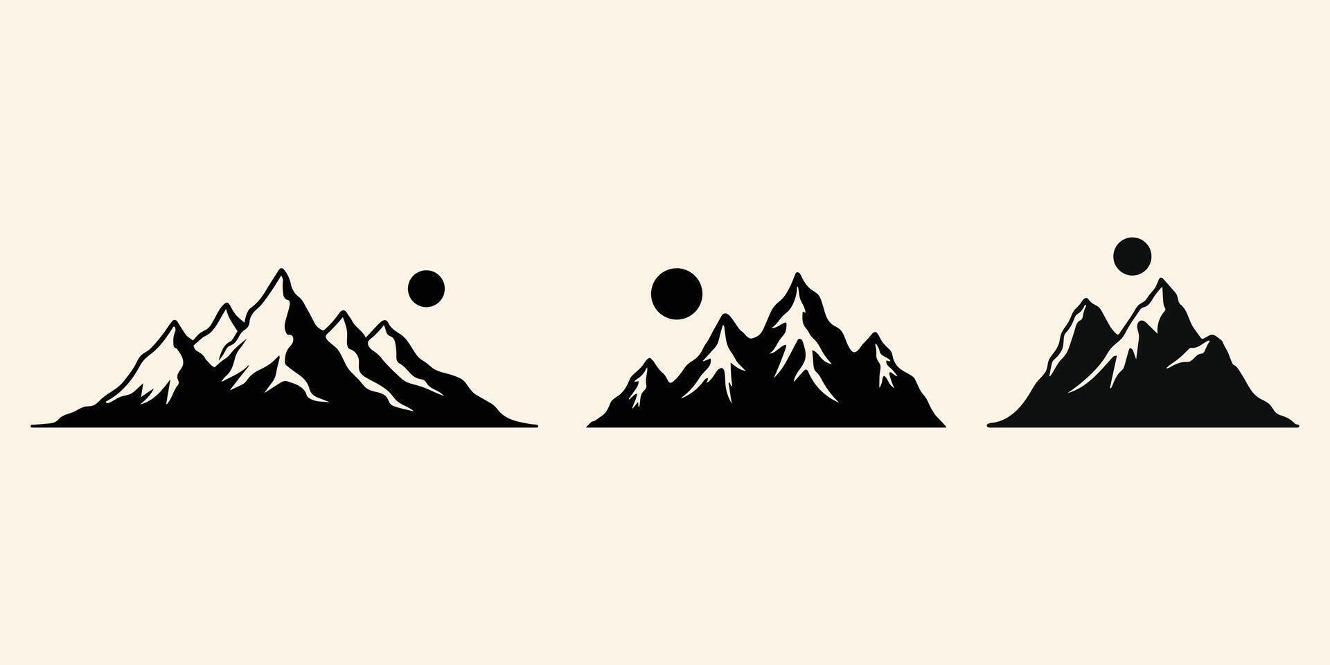 Mountain Silhouettes Set Icon Collection in Illustration vector