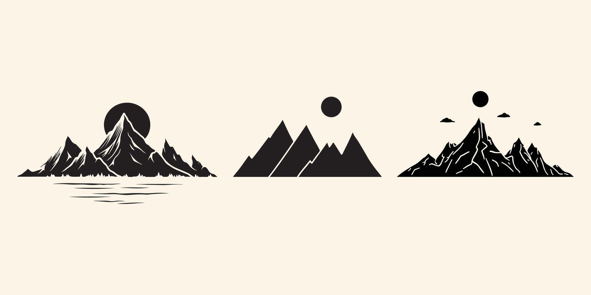 Mountain Silhouette Icon Set Illustration Collection vector