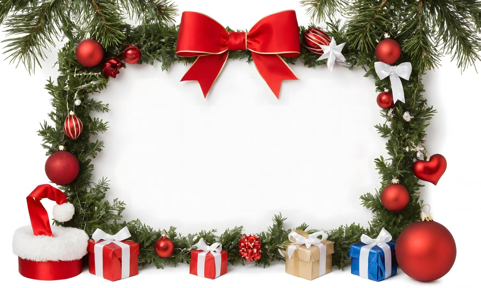 a christmas copy space frame with ornaments photo
