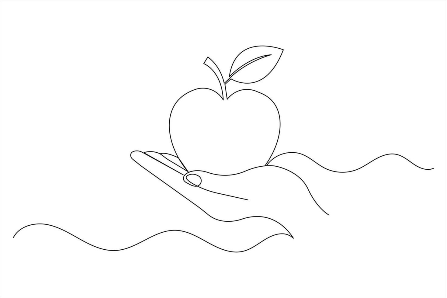 Apple fruits line art of isolated continuous outline icon vector