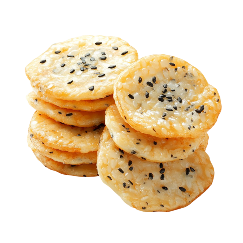 A pile of crackers with seeds on top png