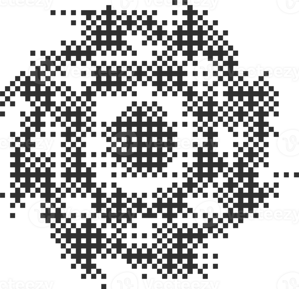 Pixel pattern shape. Textured star with bitmap Y2k dither gradient. Retro cosmic element with old computer game graphic effect. Halftone grunge illustration png